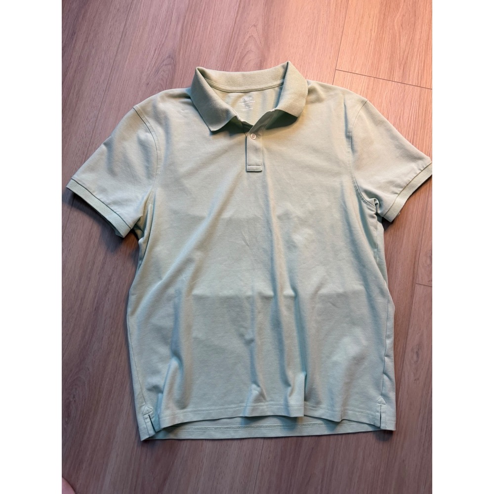 J.Crew Mens Flex Pique Polo Shirt L Large Sage Green Untucked Short Sleeve